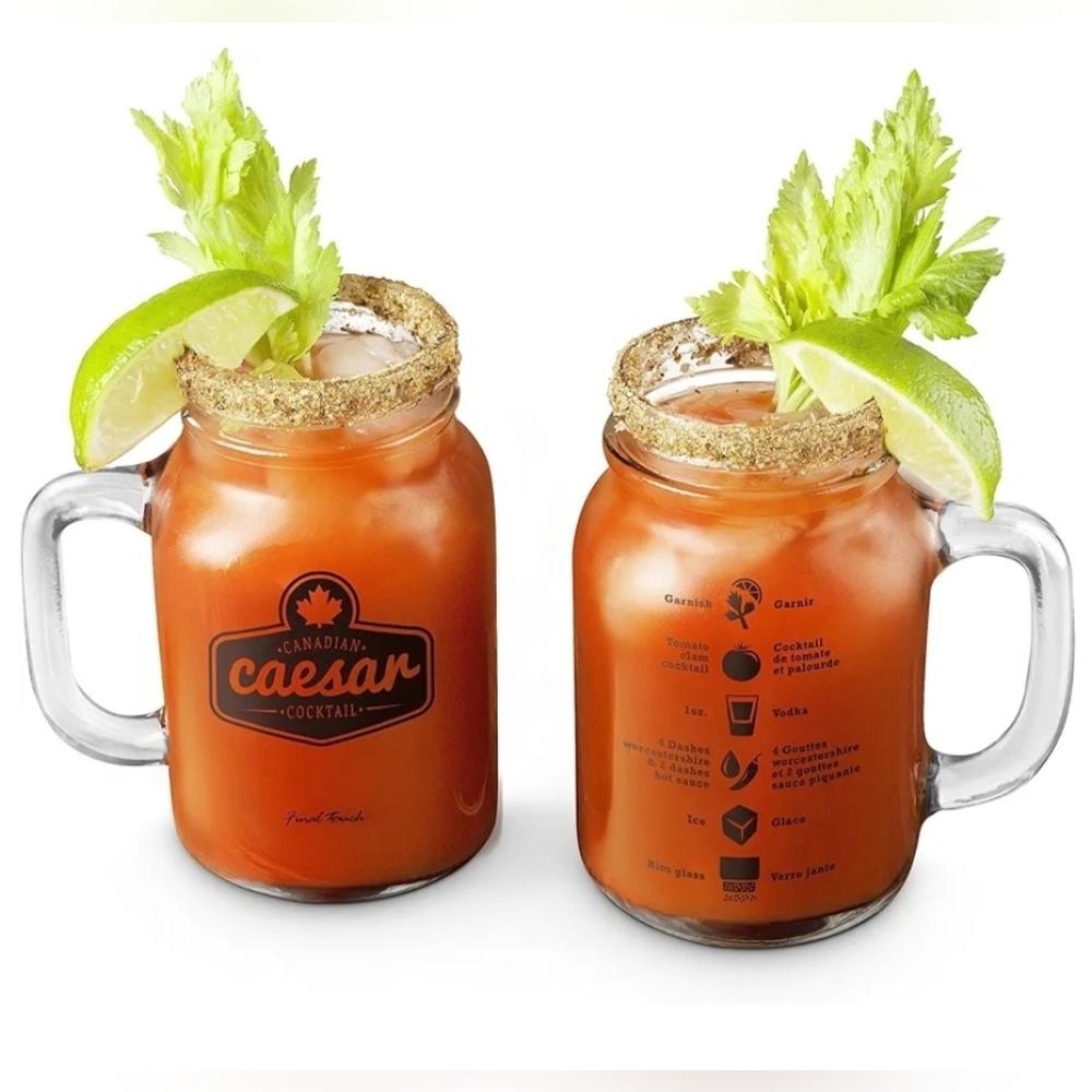Final Touch Caesar Glasses Set of 2 | Mason Jar Style Cocktail Mugs